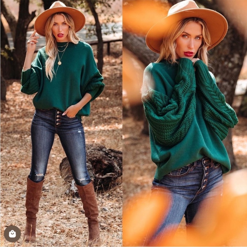 Vici Green Crew Neck Sweater